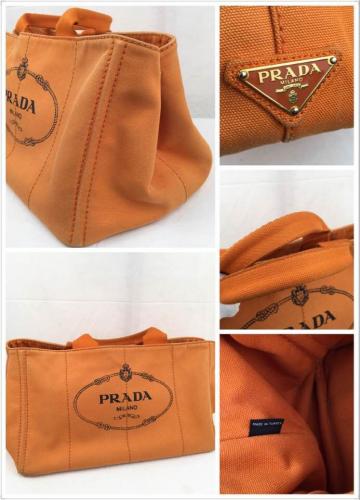 PRADA プラダ カナパ キャンバス オレンジ トートバッグ