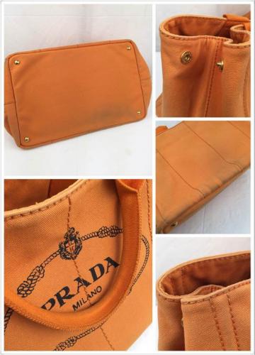 PRADA プラダ カナパ キャンバス オレンジ トートバッグ