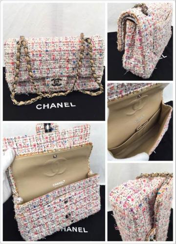 CHANEL ツイードバッグ約23cm